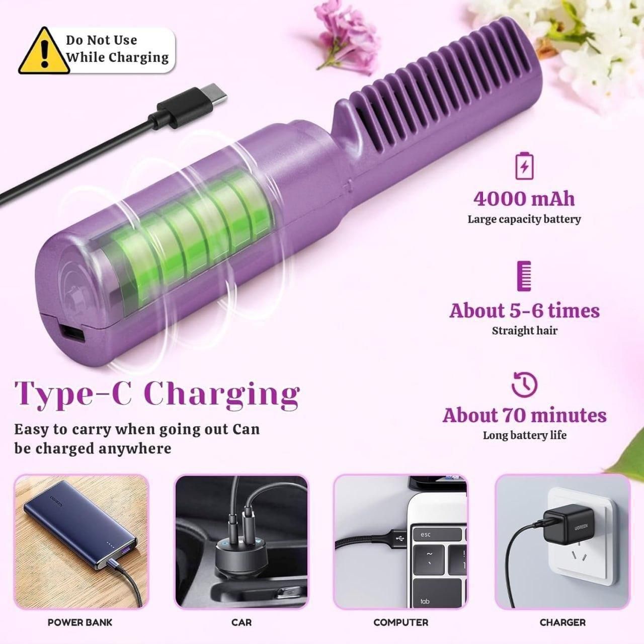 Portable Hair Straightener with Hot Comb